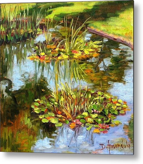 Water Lilies Metal Print featuring the painting Water Lilies In California by Dominique Amendola