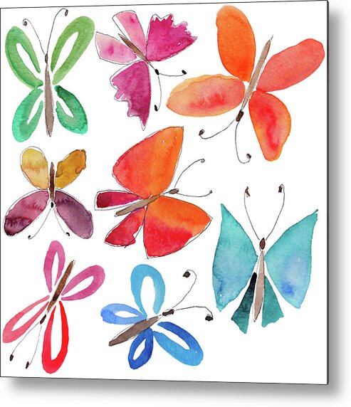 Watercolor Painting Metal Print featuring the digital art Watercolor Butterflies by Anndoronina