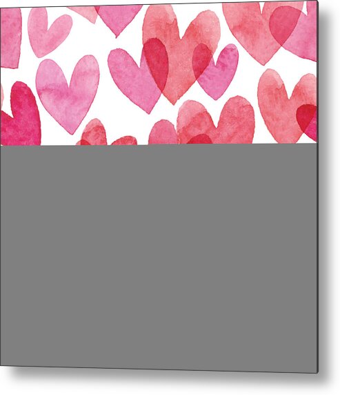 Artist Metal Print featuring the drawing Watercolor Seamless Pattern With Red Hearts by Saemilee
