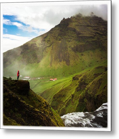 Iceland Metal Print featuring the photograph Waterfall and mountain in Iceland by Matthias Hauser