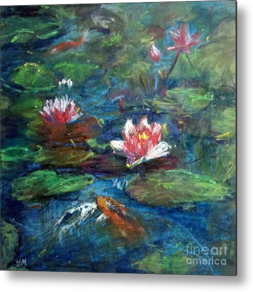 Waterlily In Water Metal Print featuring the painting Waterlily In Water by Jieming Wang