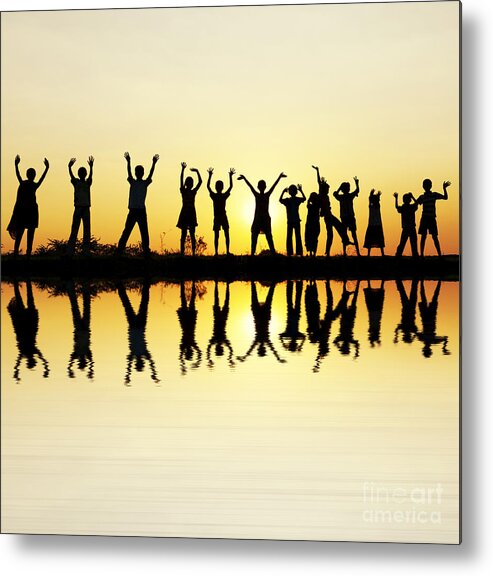 Indian Boys Metal Print featuring the photograph Waving children by Tim Gainey