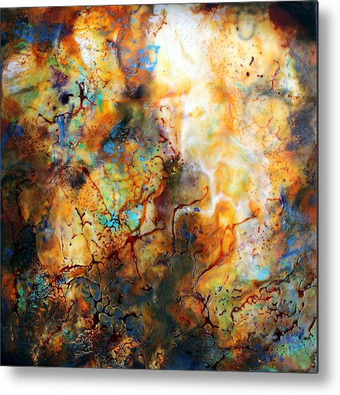 Abstract Metal Print featuring the painting We Build Our Own Cages by Mary C Farrenkopf