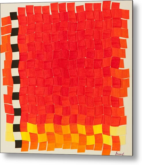 Geometric Metal Print featuring the painting Weave #2 Sunset Weave by Thomas Gronowski