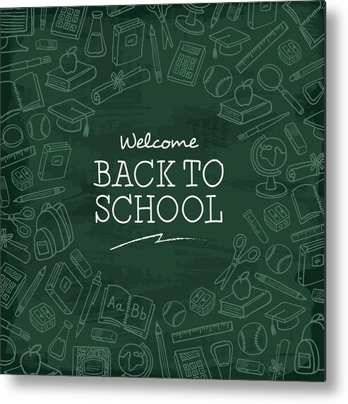 Education Metal Print featuring the drawing Welcome back to school background. by Discan