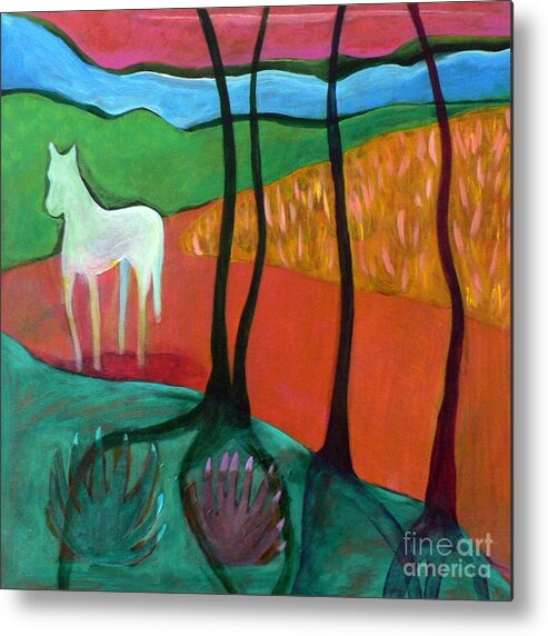 White Horse Metal Print featuring the painting White Horse by Elizabeth Fontaine-Barr