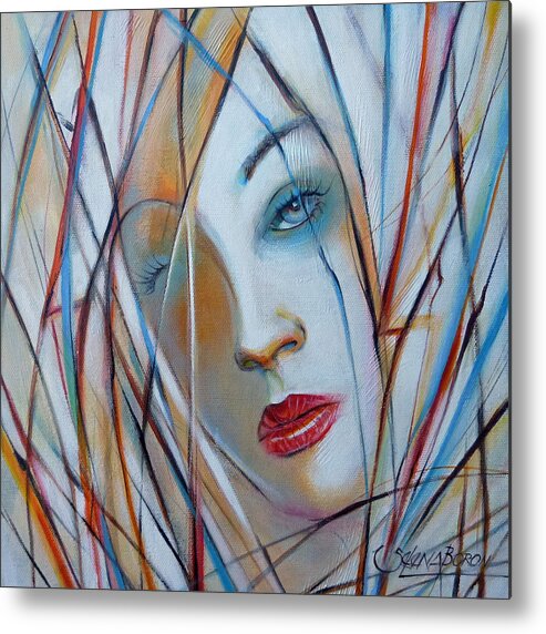 Woman Metal Print featuring the painting White Nostalgia 010310 by Selena Boron