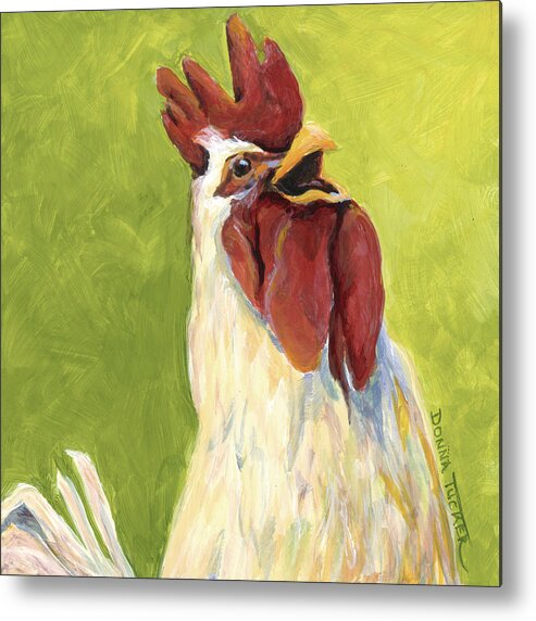 Rooster Metal Print featuring the painting White Rooster by Donna Tucker