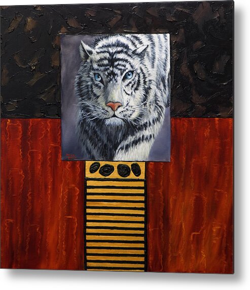 Animal Metal Print featuring the painting White Tiger by Darice Machel McGuire