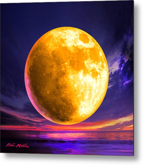 Full Moon Metal Print featuring the digital art Whole of the Moon by Robin Moline