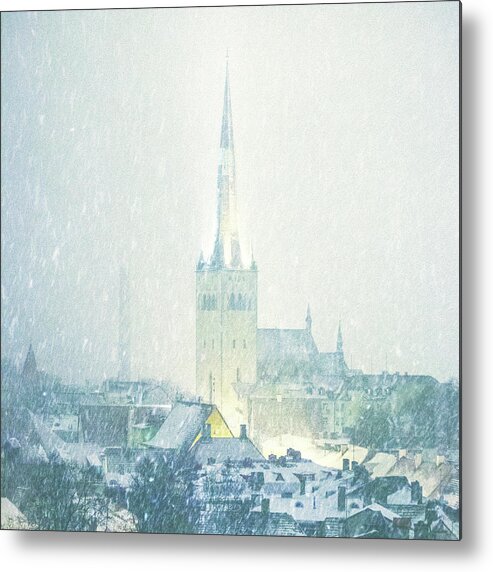 Snow Metal Print featuring the photograph Winter In Old Town by Peeterv