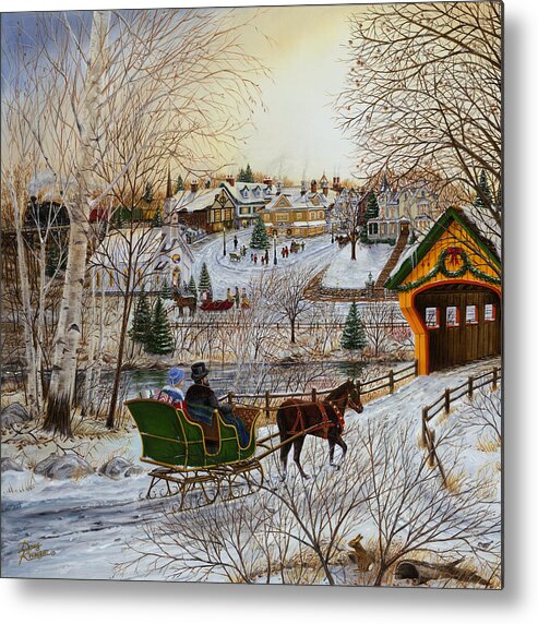 Winter Memories 1 Of 2 Is A Specially Cropped 2-panel Scene From winter Memories. See The Original Full Size Painting Of winter Memories. Metal Print featuring the painting Winter Memories 1 of 2 by Doug Kreuger