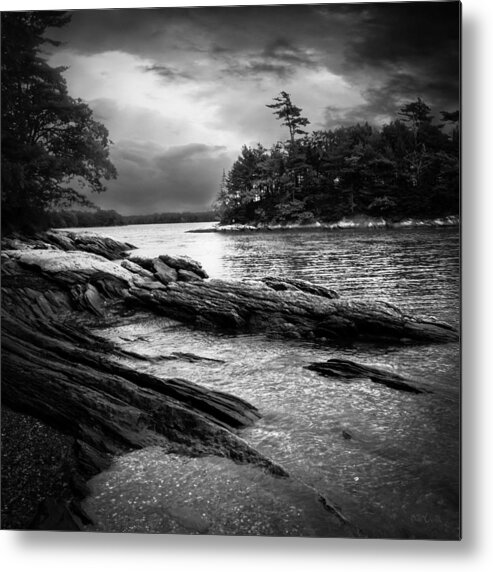 Shore Metal Print featuring the photograph Winter Moonlight Wolfes Neck Woods Maine by Bob Orsillo