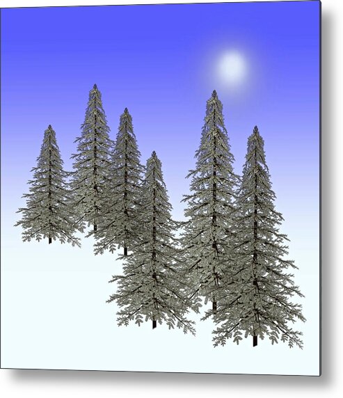 Tree Metal Print featuring the painting Winter Pines Ice and Snow by David Dehner