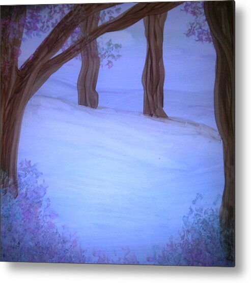 Landscape Metal Print featuring the painting Winter Woods by Kelly Dallas