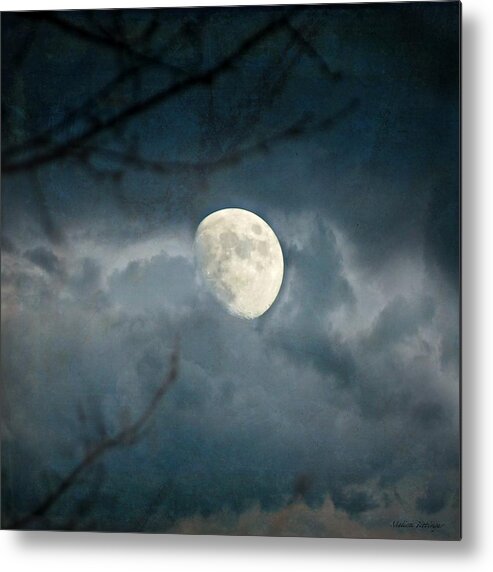 Moon Metal Print featuring the photograph Within Her Misty Veil by Melissa Bittinger