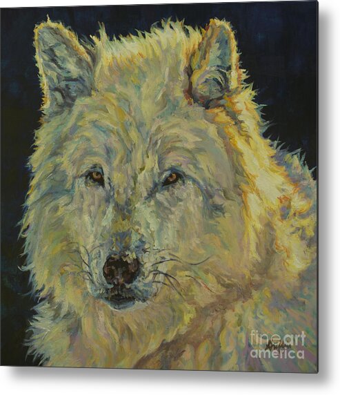 Patricia A Griffin Metal Print featuring the painting Wolf Moon by Patricia A Griffin