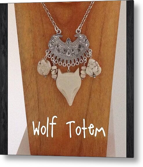 Shikoba Metal Print featuring the photograph Wolf Totem Necklace - Handcarved Bone by Shikoba Photography