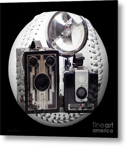Camera Metal Print featuring the photograph World Travelers Baseball Square by Andee Design