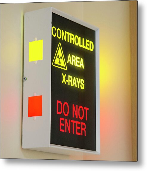 Equipment Metal Print featuring the photograph X-ray Room Warning Box by Public Health England