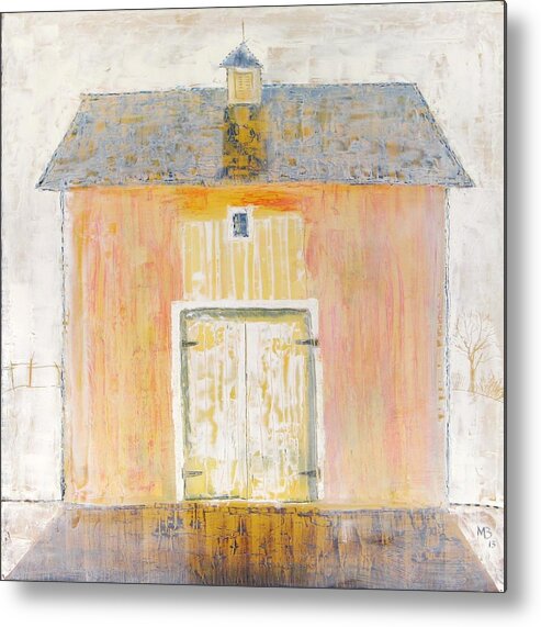 Environment Metal Print featuring the painting Yellow barn by Mikhail Zarovny