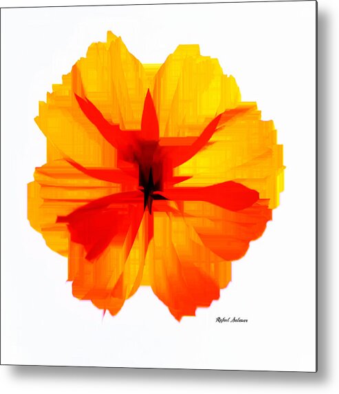 Yellow Metal Print featuring the digital art Yellow Hibiscus by Rafael Salazar