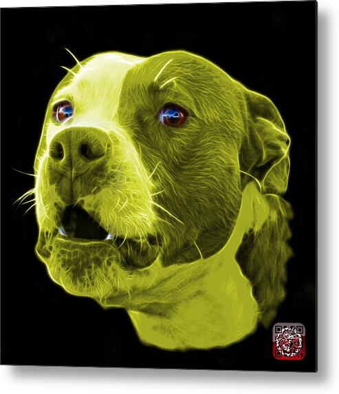 Dog Art Metal Print featuring the mixed media Yellow Pitbull Dog 7769 - Bb - Fractal Dog Art by James Ahn