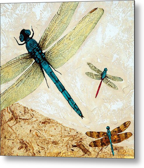 Dragonfly Metal Print featuring the painting Zen Flight - Dragonfly Art By Sharon Cummings by Sharon Cummings