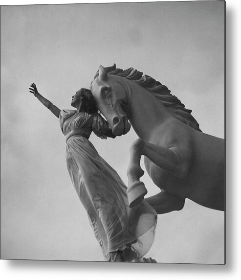 Dance Metal Print featuring the photograph Zorina With A Horse Statue by Toni Frissell