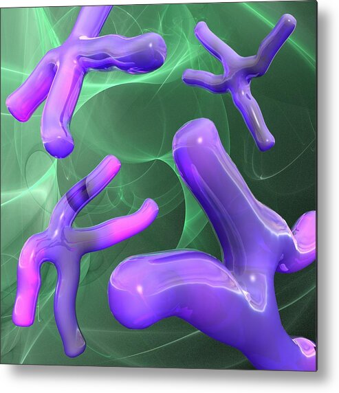 Square Metal Print featuring the digital art Chromosomes, Artwork #1 by Laguna Design