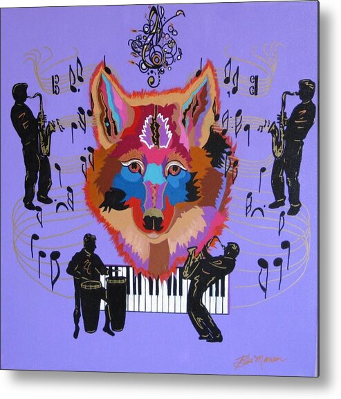 Music Metal Print featuring the painting Coyote Harmony by Bill Manson