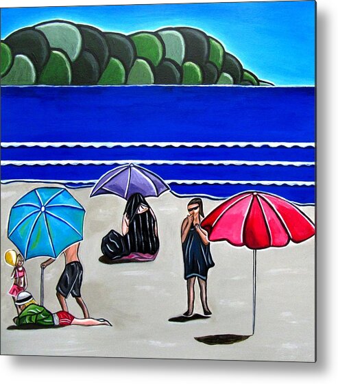 Beach Painting Metal Print featuring the painting Onetangi Summer #1 by Sandra Marie Adams