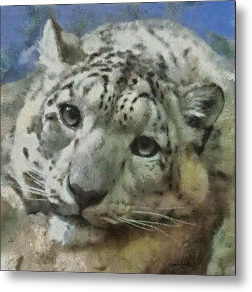 Animals Metal Print featuring the digital art Snow Leopard Painterly #1 by Ernest Echols