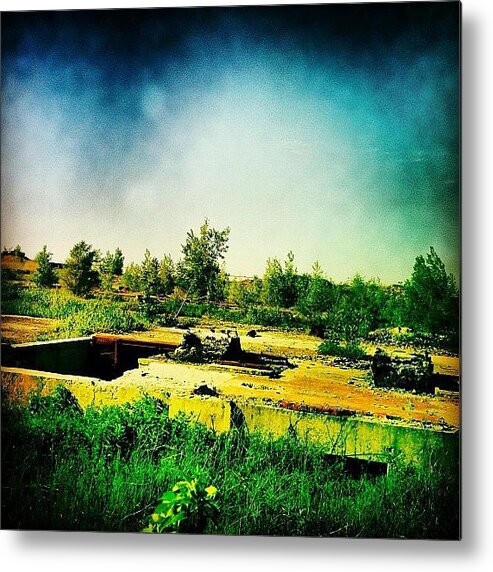 Industrial Metal Print featuring the photograph #naturetakingover #industriel #4 by Nicolas Marois