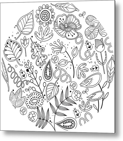 Horizontal Metal Print featuring the digital art Various Plants Patterns #9 by Eastnine Inc.