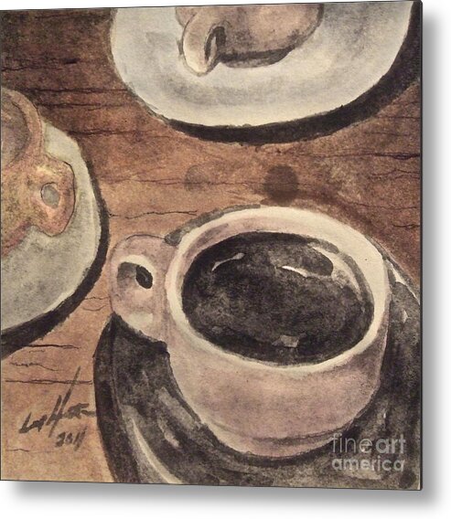 Coffee Metal Print featuring the painting A Morning Cup by Wade Hampton
