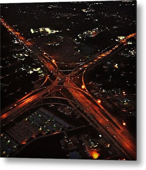 Popularpic Metal Print featuring the photograph Aerial View Of Houston At Night by Arturo Jimenez