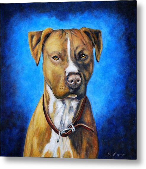 Dog Metal Print featuring the painting American Staffordshire Terrier Dog Painting by Michelle Wrighton
