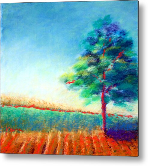 Landscape Metal Print featuring the painting Another Tree in a Field by Karin Eisermann