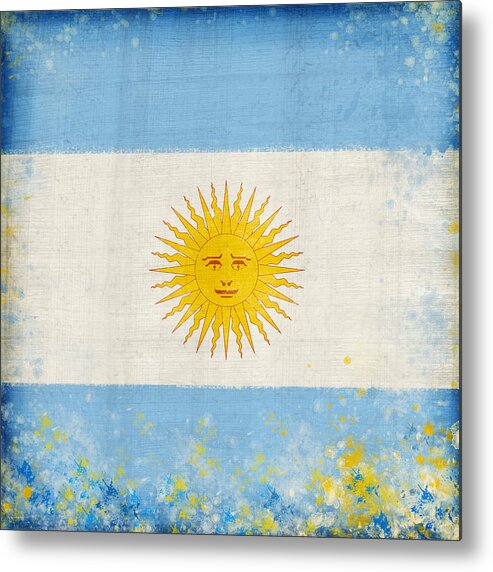 Chalk Metal Print featuring the painting Argentina flag by Setsiri Silapasuwanchai