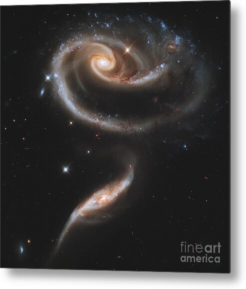 No People Metal Print featuring the photograph Arp 273 Interacting Galaxies by Stocktrek Images