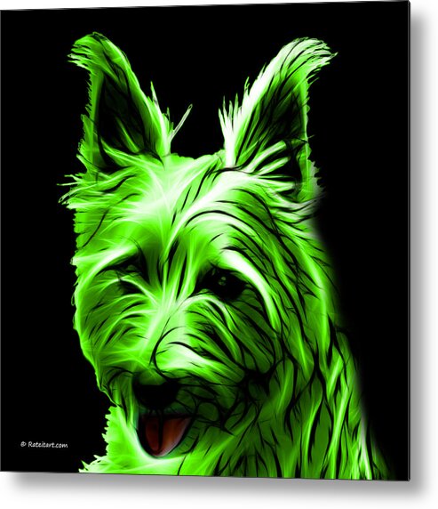 Terrier Metal Print featuring the digital art Australian Terrier Pop Art - Green by James Ahn