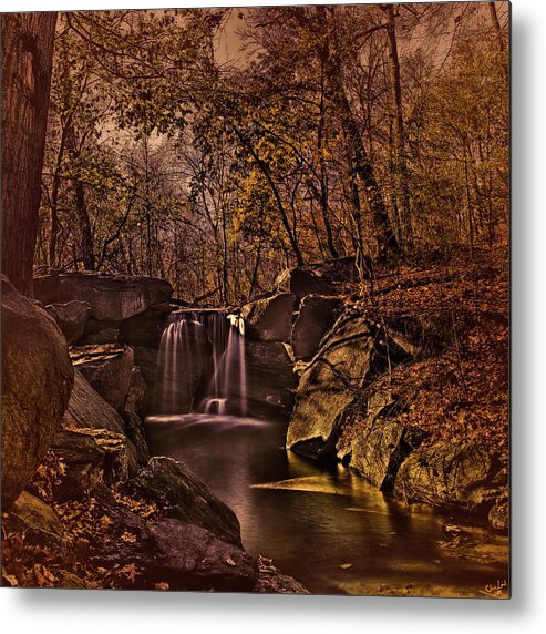 Waterfall Metal Print featuring the photograph Autumn At The Waterfall In the Ravine in Central Park by Chris Lord