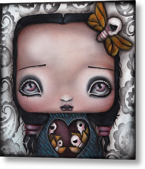 Skeleton Metal Print featuring the painting Bella by Abril Andrade