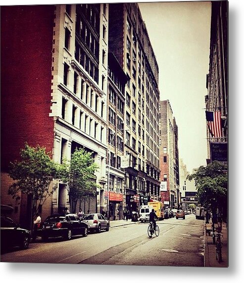 New York City Metal Print featuring the photograph Bicycle and Buildings in New York City by Vivienne Gucwa