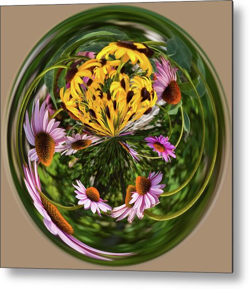 Cone Flower Metal Print featuring the photograph Black Eyed Susans and Cone Flowers by Steve Stuller
