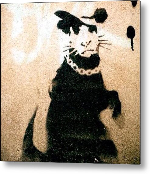 Stencil Metal Print featuring the photograph Bling Bling #banksy #rat #rodent by A Rey