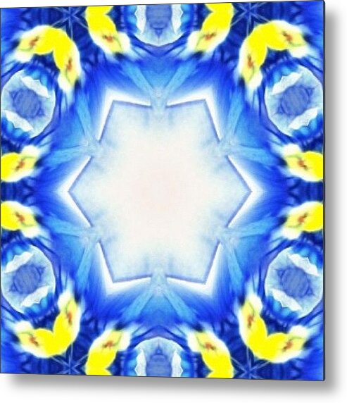 Colorporn Metal Print featuring the photograph #blue And #yellow #fractalart #pattern by Pixie Copley
