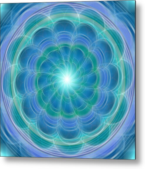 Blue Metal Print featuring the digital art Bluefloraspin by Shelley Myers
