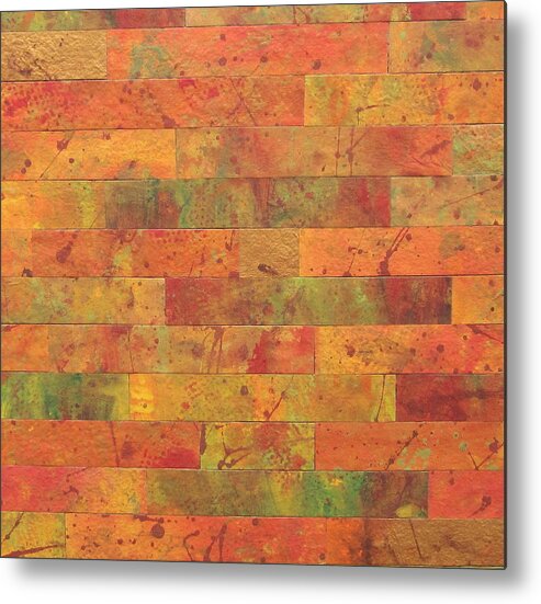 Abstract Metal Print featuring the painting Brick Orange by Kathy Sheeran